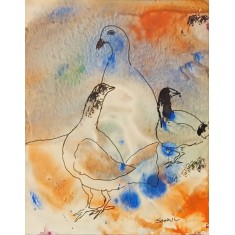 Tassaduq Sohail, 5 x 6 Inch, Watercolor on Paper, Abstract Painting, AC-TS-041